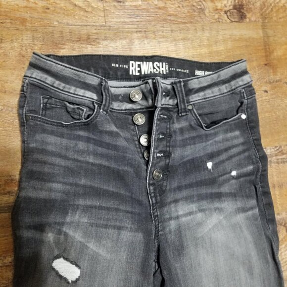 Rewash Jean Size 26 Distressed Button Fly High Waist Grunge - Picture 5 of 5